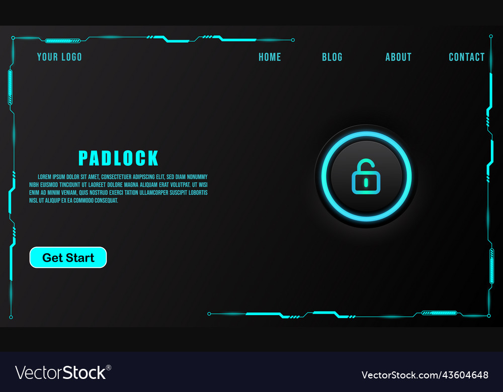 Padlock button on technology background