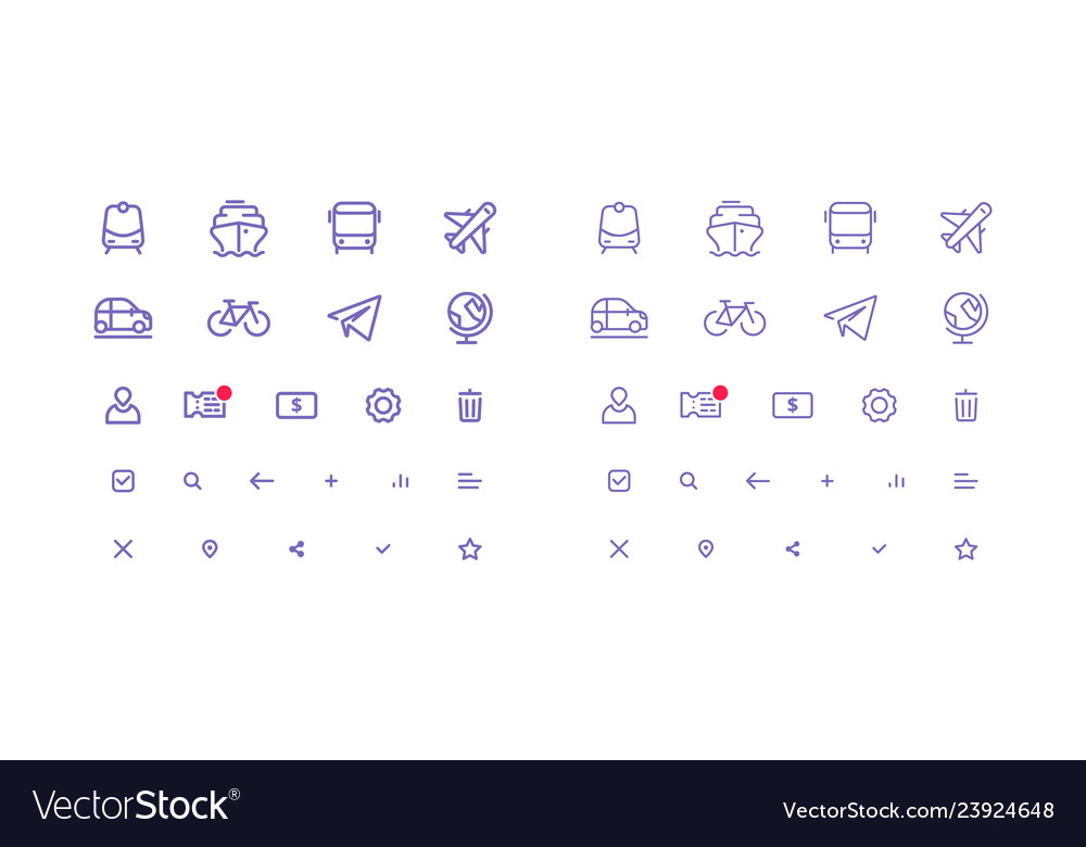 Set of thin line icons for transport