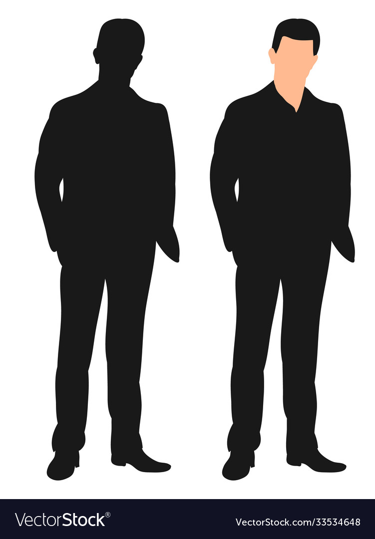 Silhouette a man in suit hands pockets