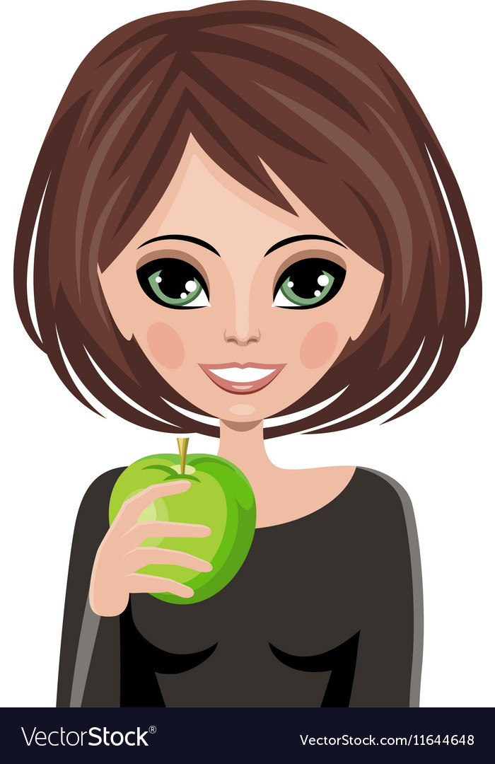 Smiling woman with apple Royalty Free Vector Image