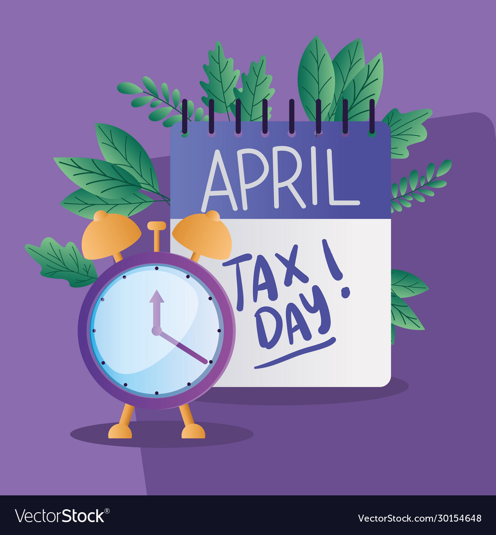 Tax day calendar and clock design Royalty Free Vector Image