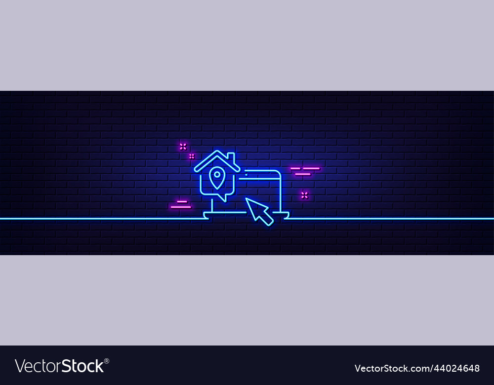 Work at home line icon freelance job sign neon