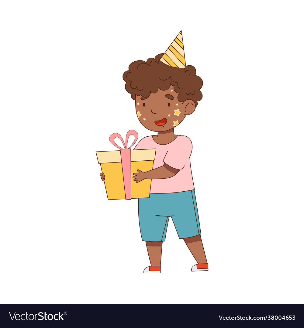 African american character in birthday hat