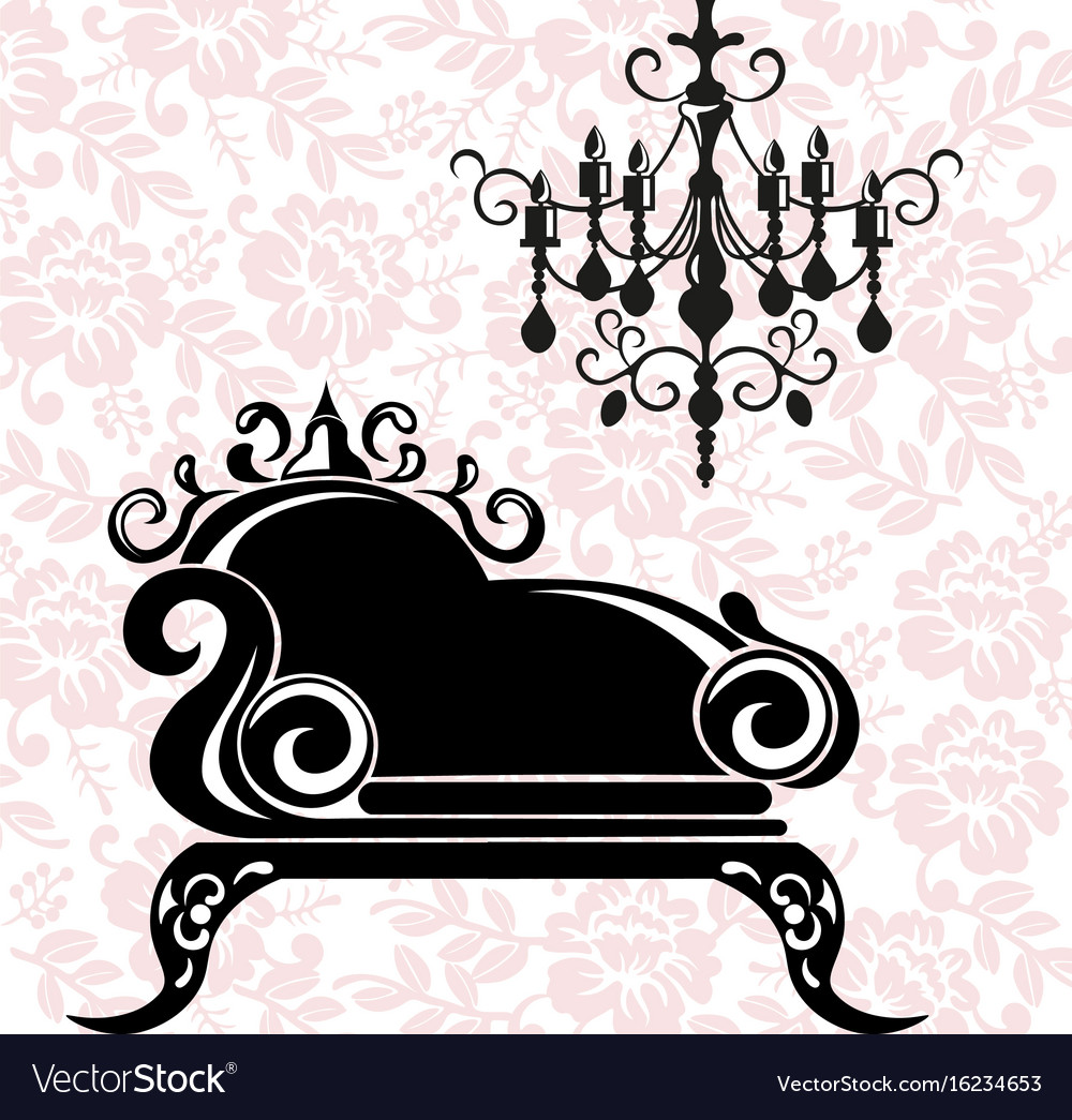 Baroque black furniture rich ornamented Royalty Free Vector