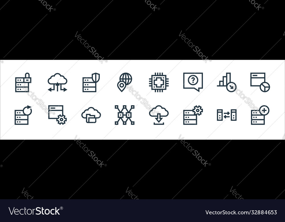 Big data line icons linear set quality vector image Big data line icons linear set quality
