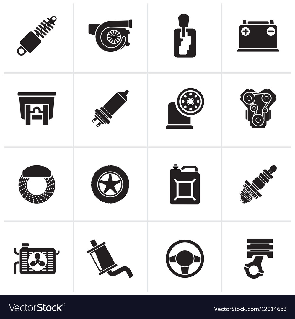 Black car part and services icons