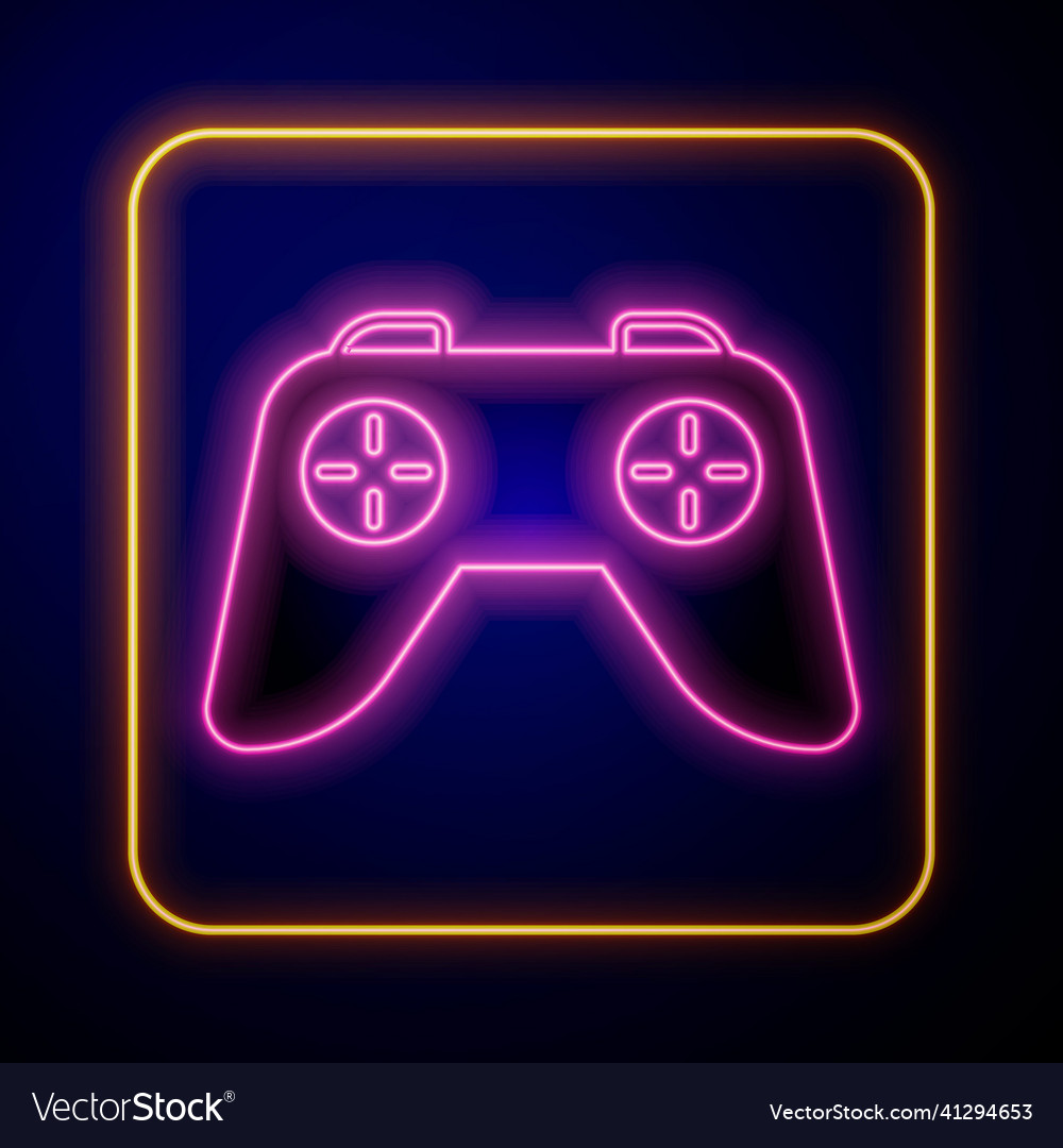 Glowing neon game controller or joystick