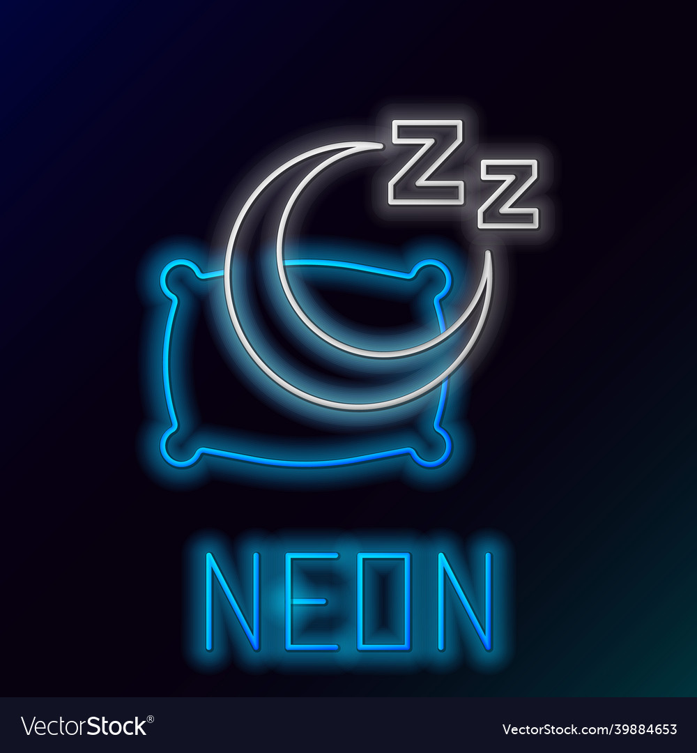 Glowing neon line time to sleep icon isolated Vector Image