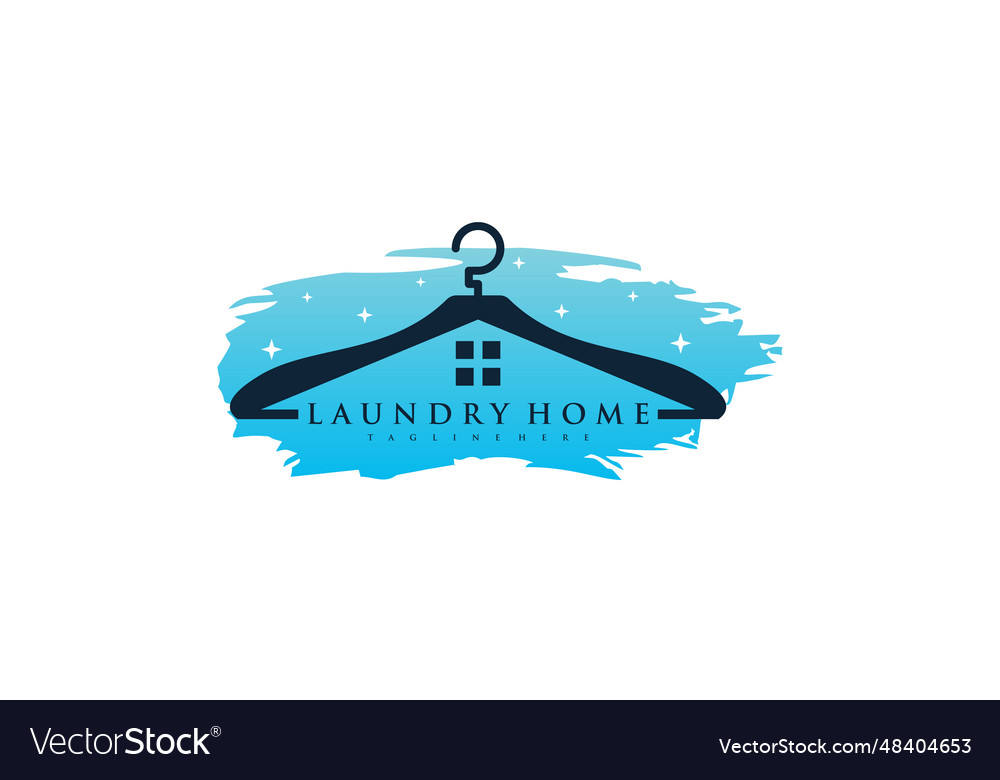Laundry house logo design with hanger Royalty Free Vector