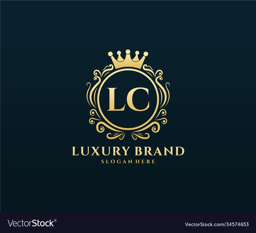 Lc initial letter gold calligraphic feminine Vector Image