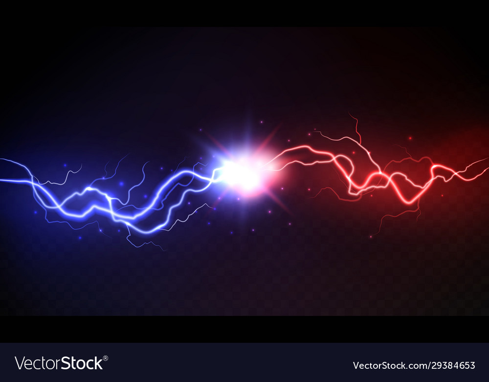 VS Battle. Collision Of Two Forces Blue And Red Lightnings On A Striped  Gradient Background. Hot And Cold Sparkling Power. Light Effect With  Sparks. Realistic Vector Illustration. Royalty Free SVG, Cliparts, Vectors