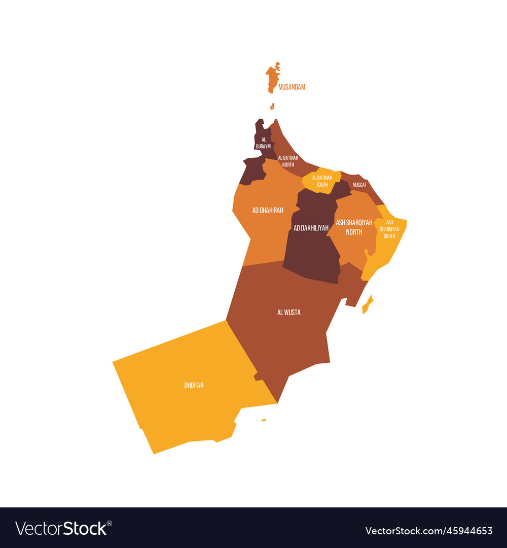 Oman political map of administrative divisions