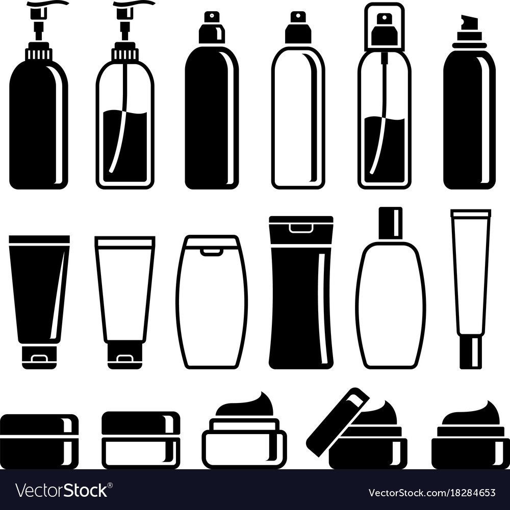 Premium Vector  A set of bottles and tubes of cosmetics jars for