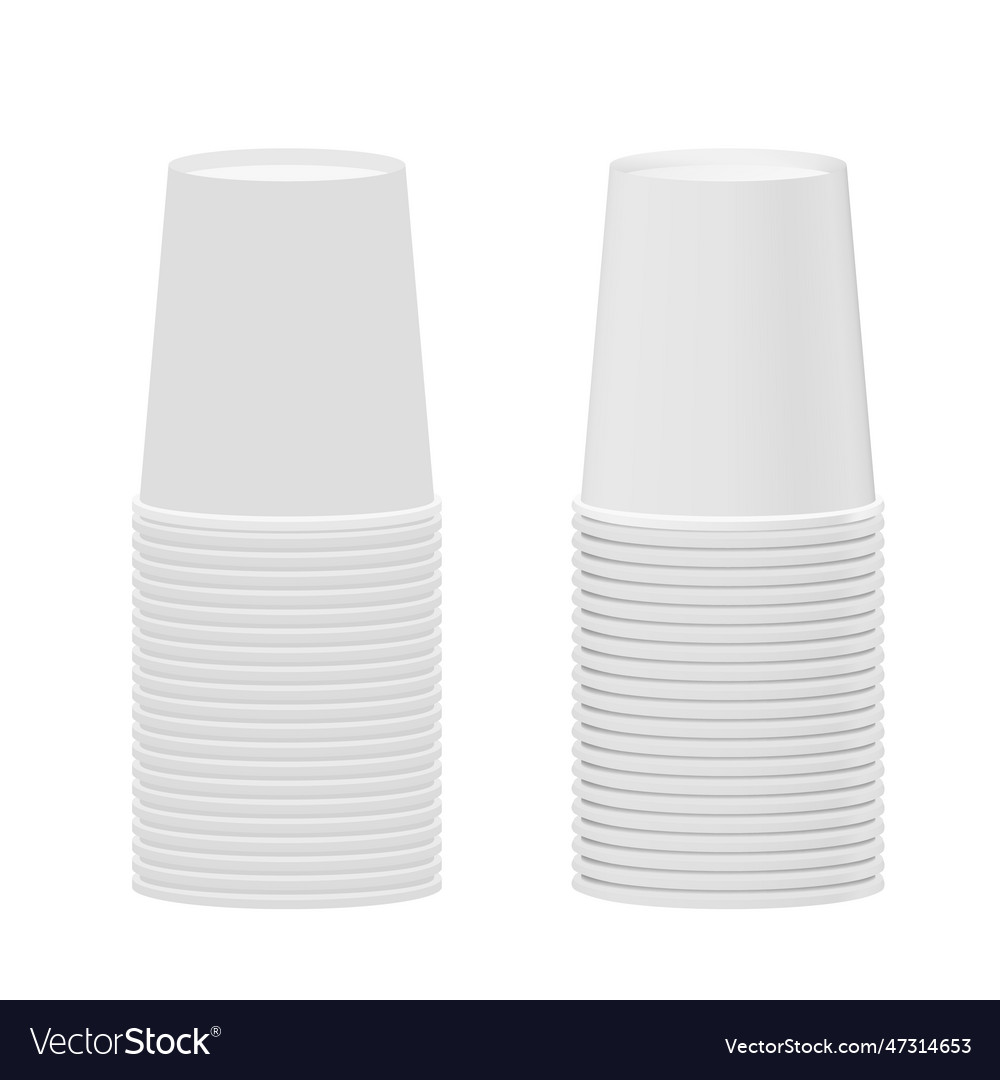 Stacked paper cups in flat and realistic style Vector Image