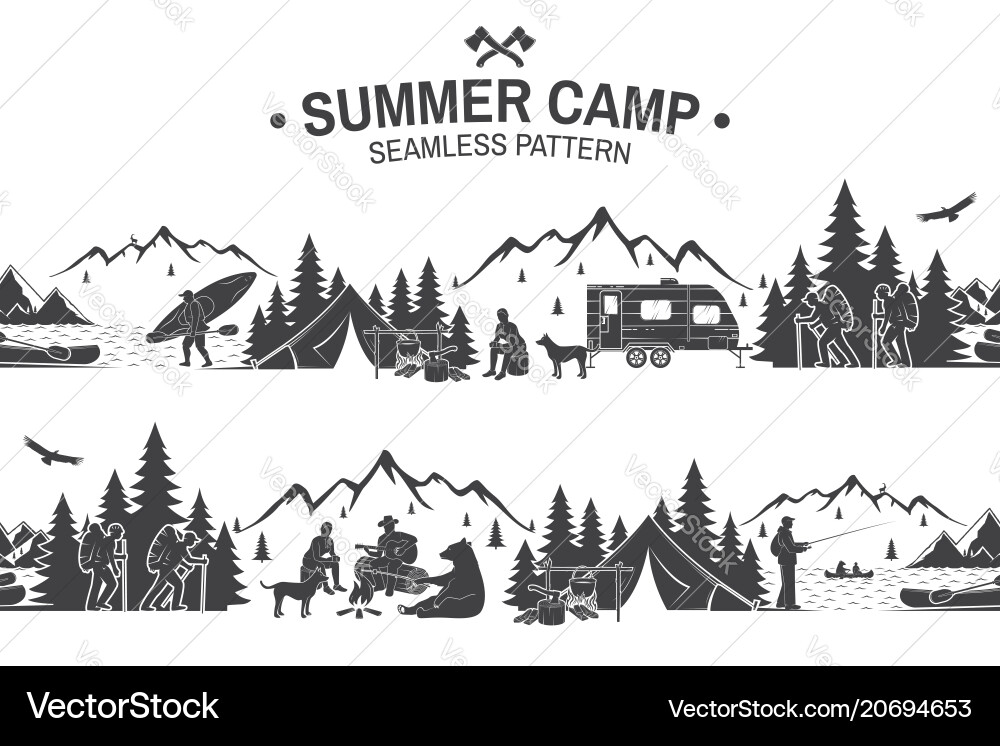 Summer camp seamless pattern Royalty Free Vector Image