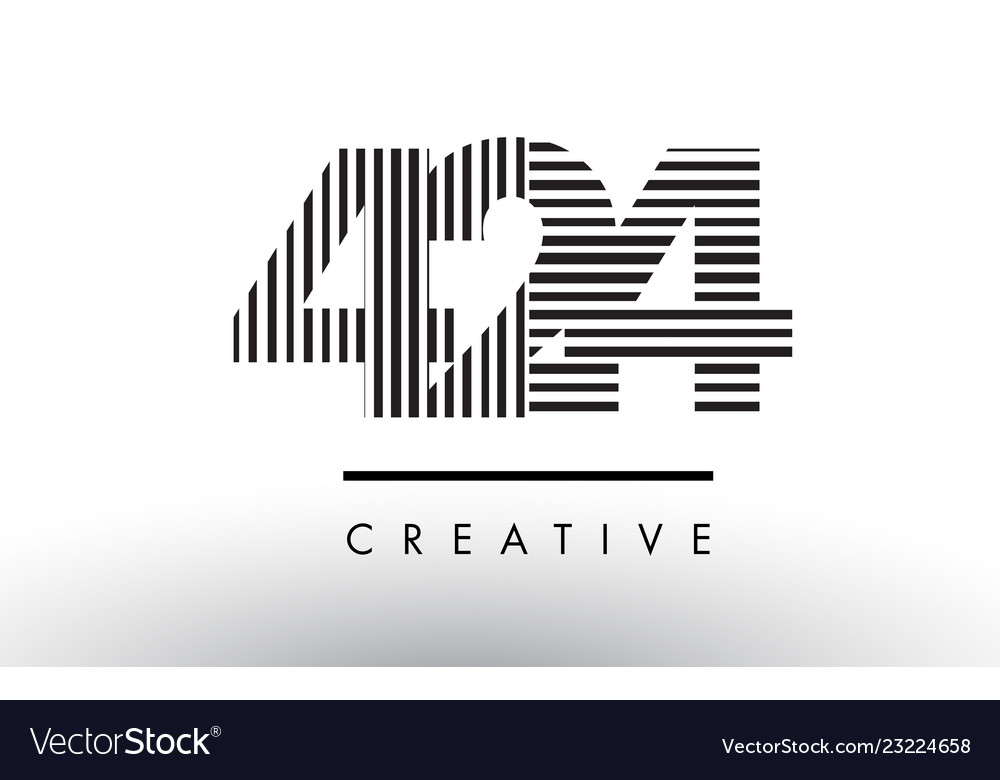 424 black and white lines number logo design