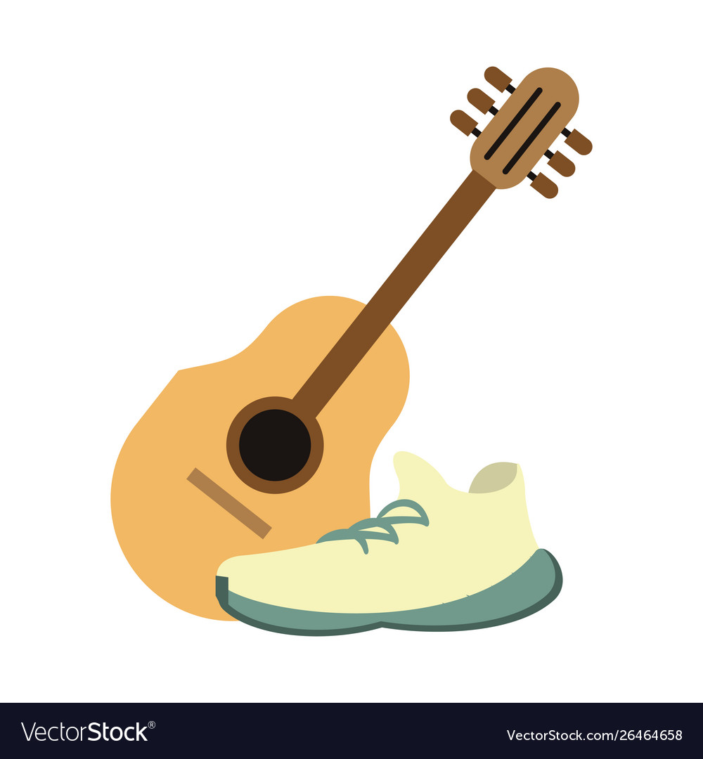 Acoustic guitar and white sneakers