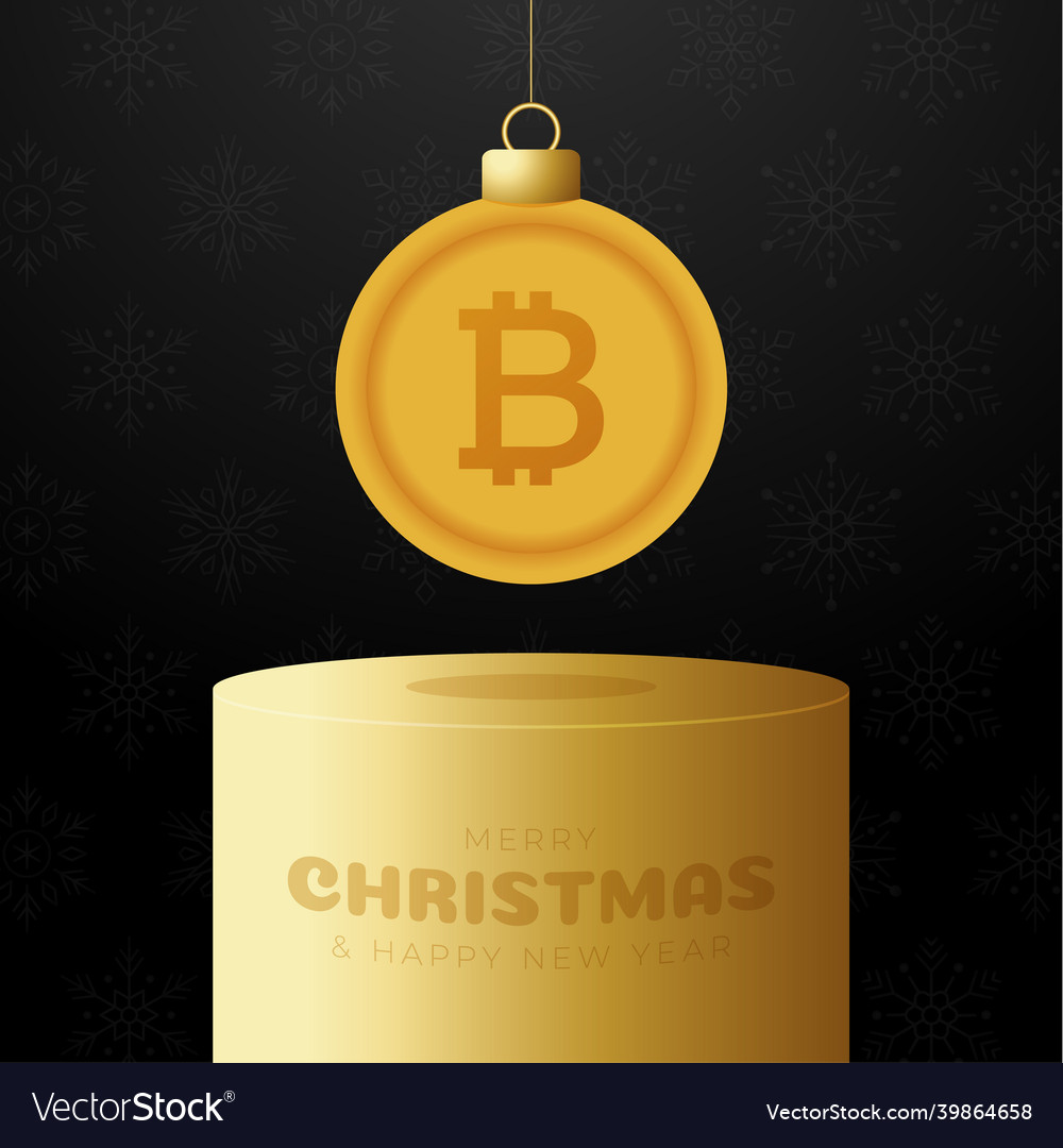 Bitcoin christmas bauble pedestal merry