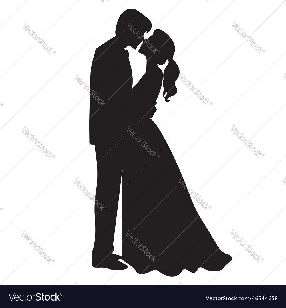 Couple getting married black and white icon Vector Image