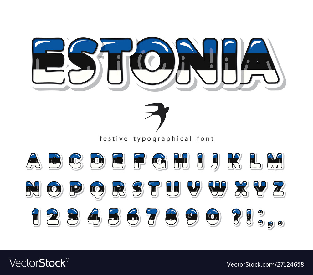 Estonia cartoon font estonian national flag