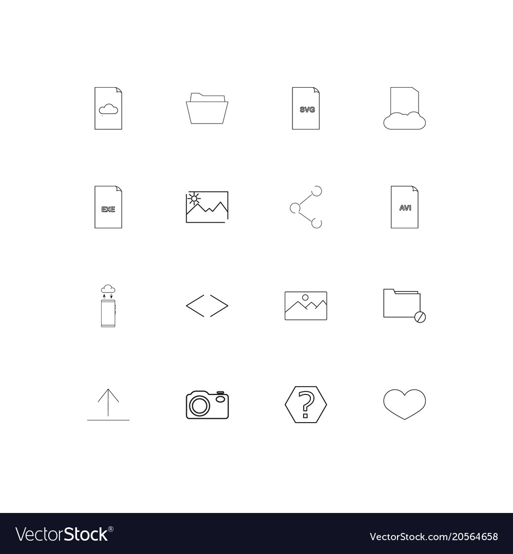 Files and folders sign simple linear icons set