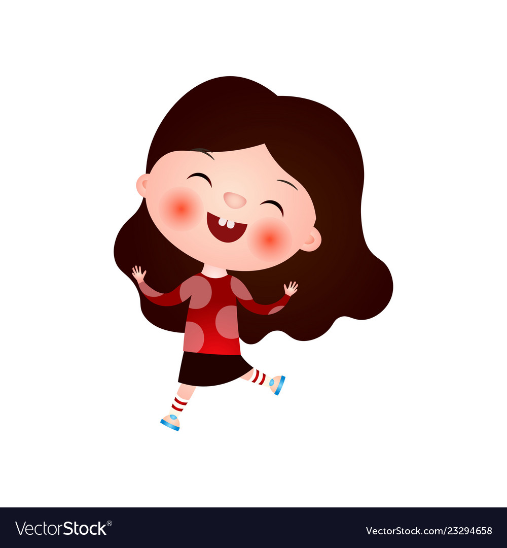 Funny Cute Little Girl With Funny Haircut Spends Vector Image