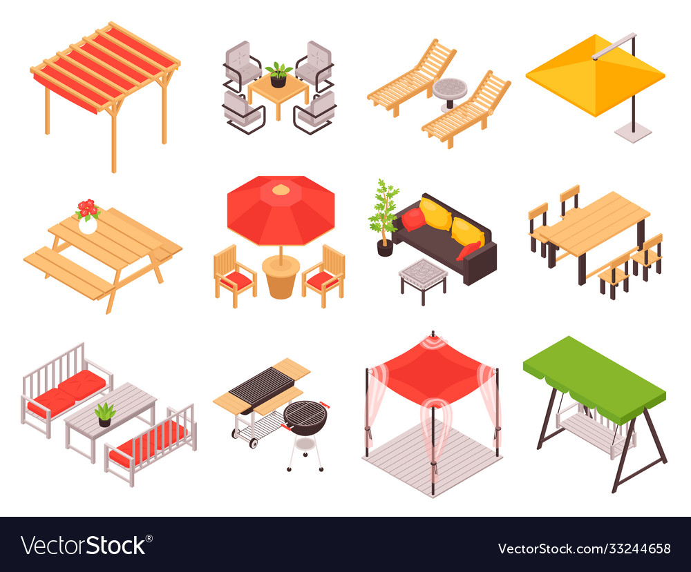 Garden furniture icon set Royalty Free Vector Image