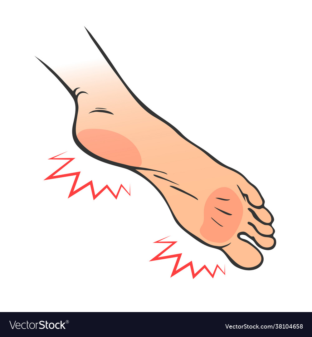 Leg with heel pain on white background