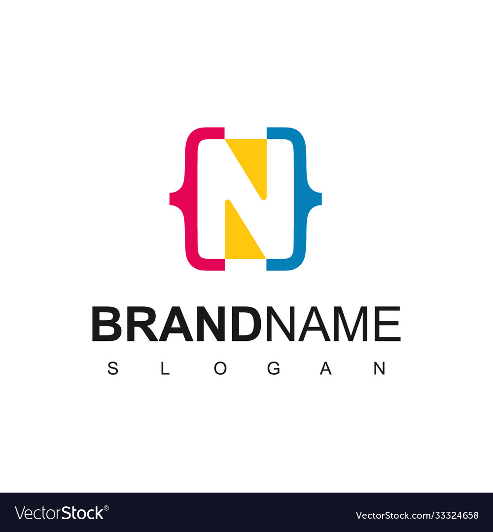 Letter n programming code logo