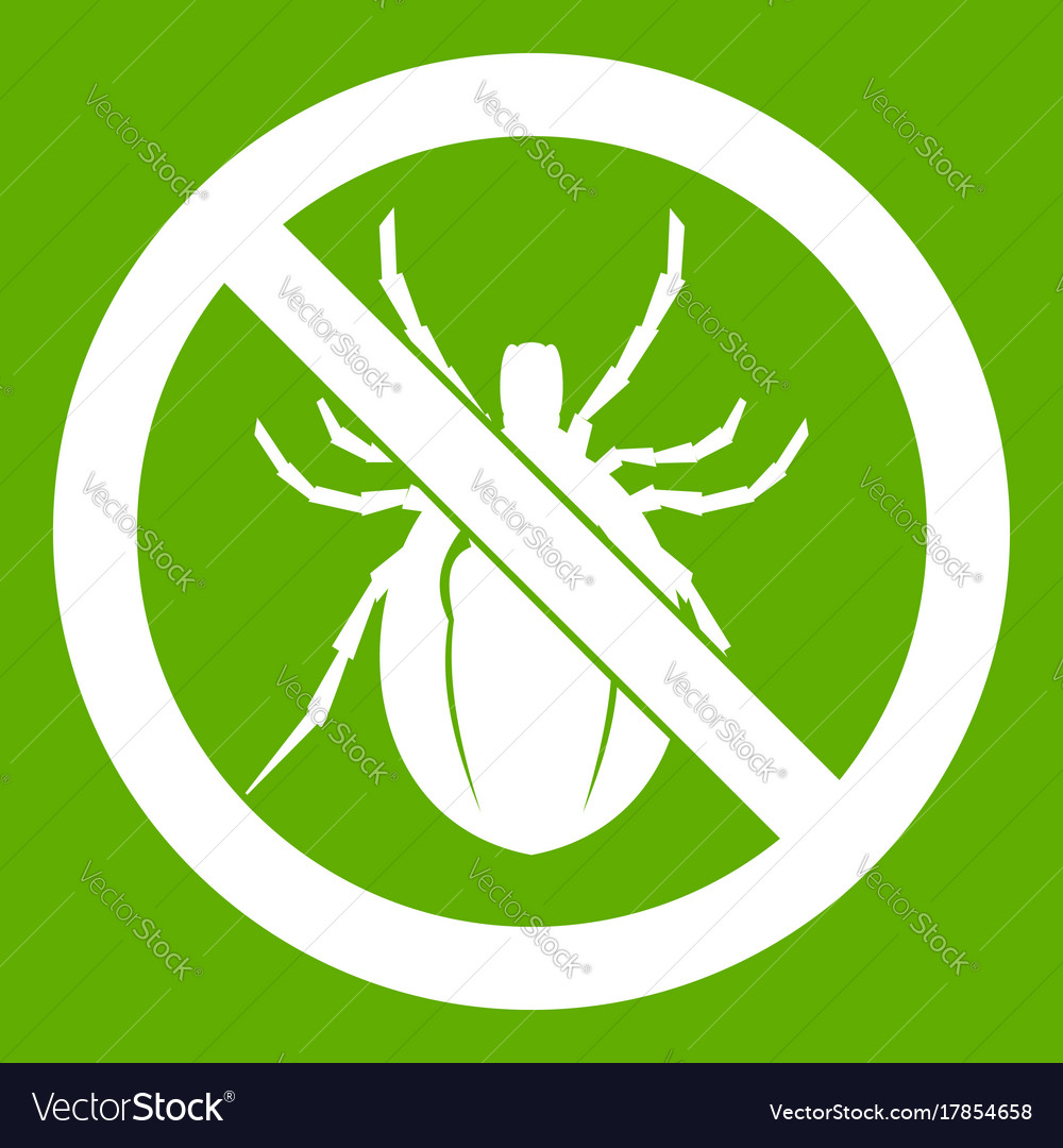 No bug sign icon green Royalty Free Vector Image