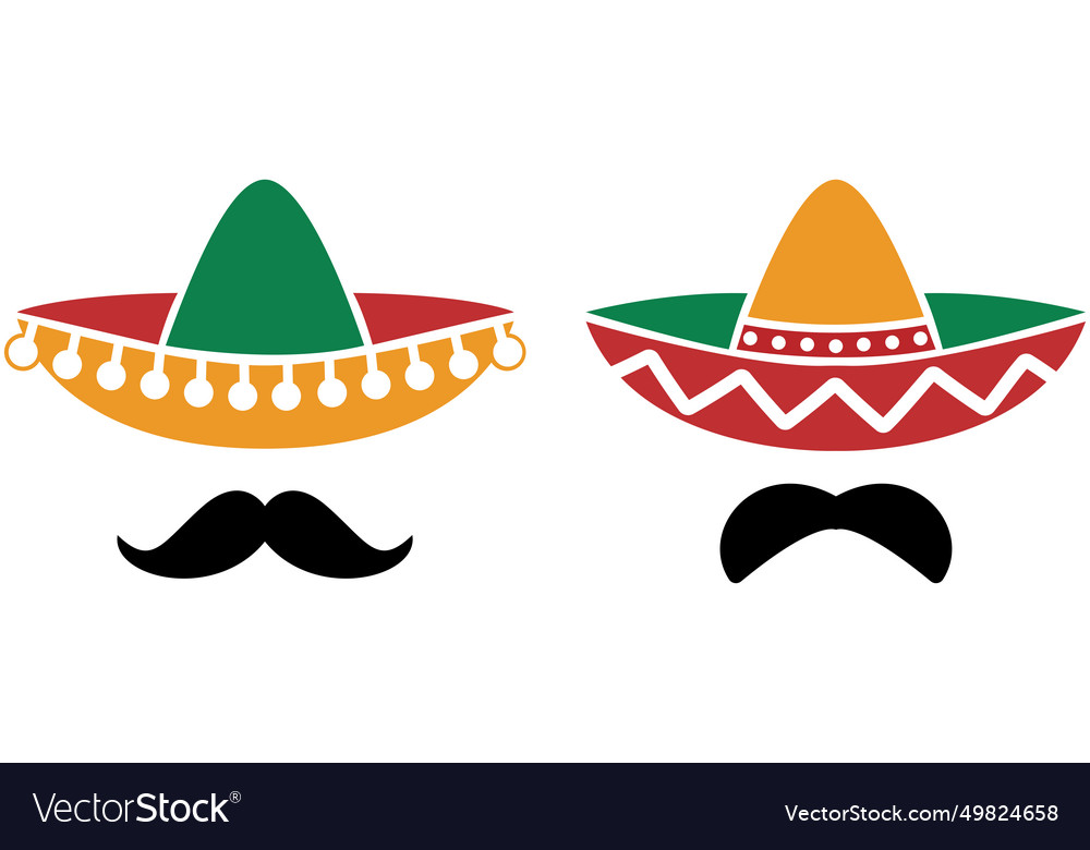 Ranch hat and mustache cinco de mayo mexican Vector Image