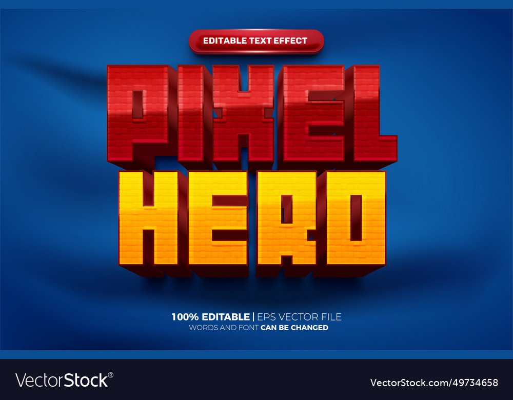 Super pixel hero game 3d editable text effect