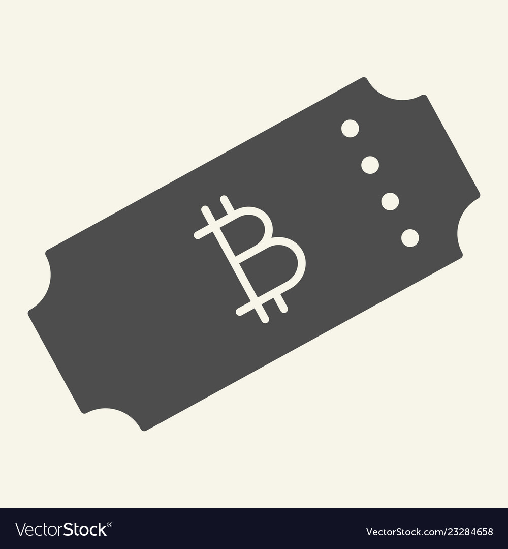 Ticket bitcoin solid icon crypto