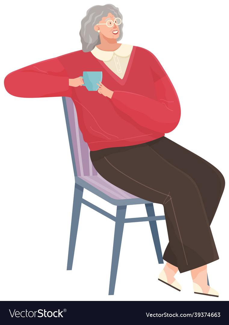 Adult woman sitting on couch at home drinking