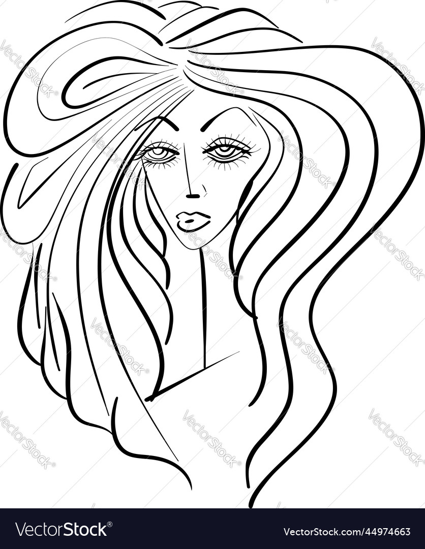 Beautiful woman face girl with hair Royalty Free Vector