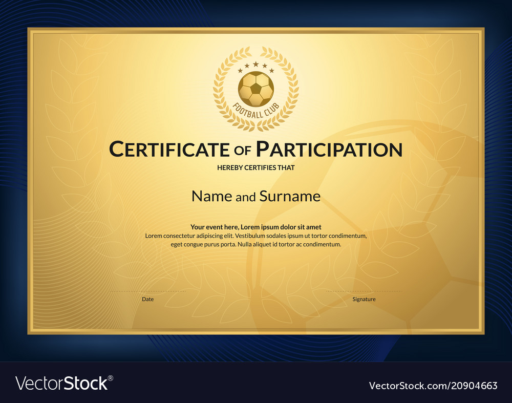 Certificate template in football sport theme Vector Image Throughout Rugby League Certificate Templates