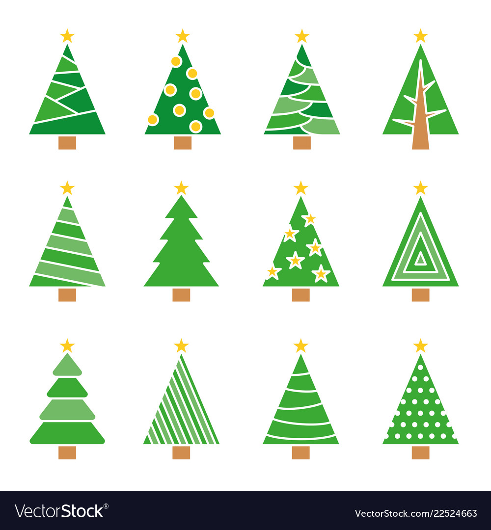 Christmas tree line set concept tree icon vector image Christmas tree line set concept tree icon