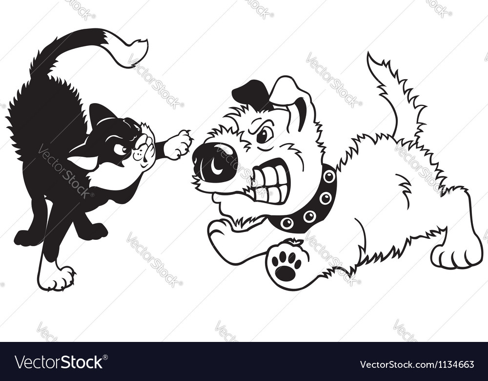 Dog And Cat Fighting Royalty Free Vector Image