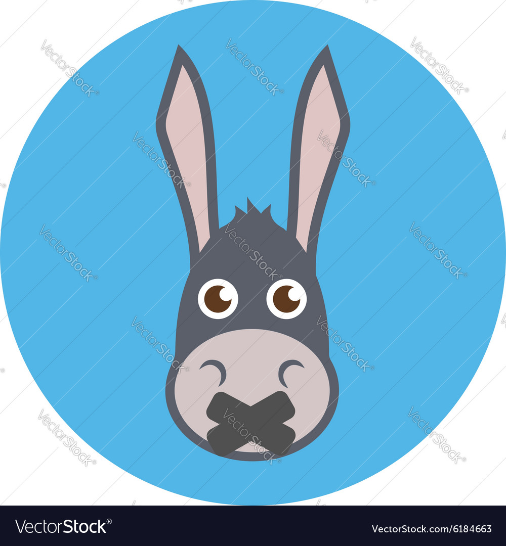 Donkey head with mouth sealed shut up concept flat