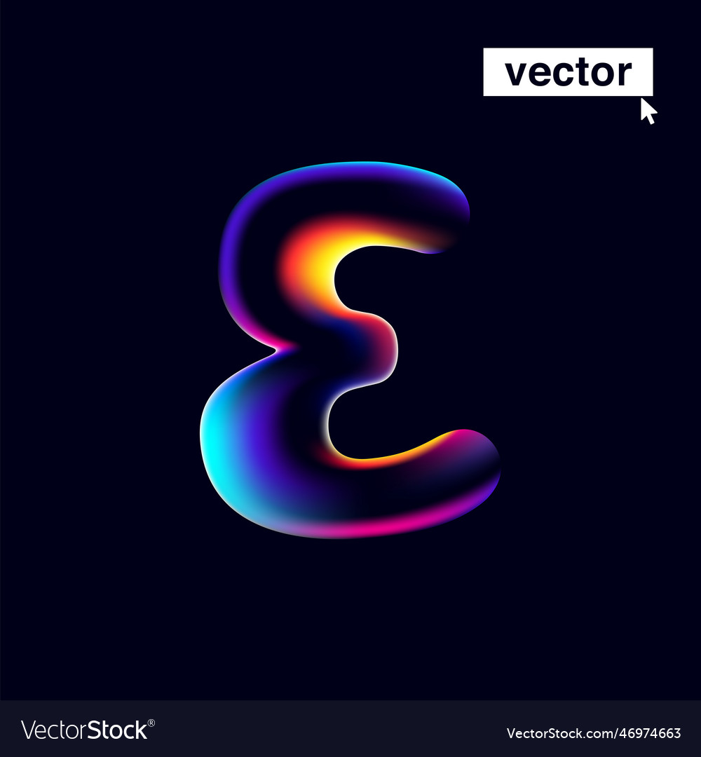 E letter logo with neon glitch multicolor