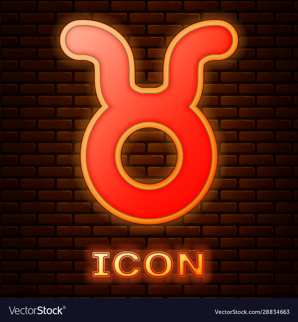 Glowing neon taurus zodiac sign icon isoliert