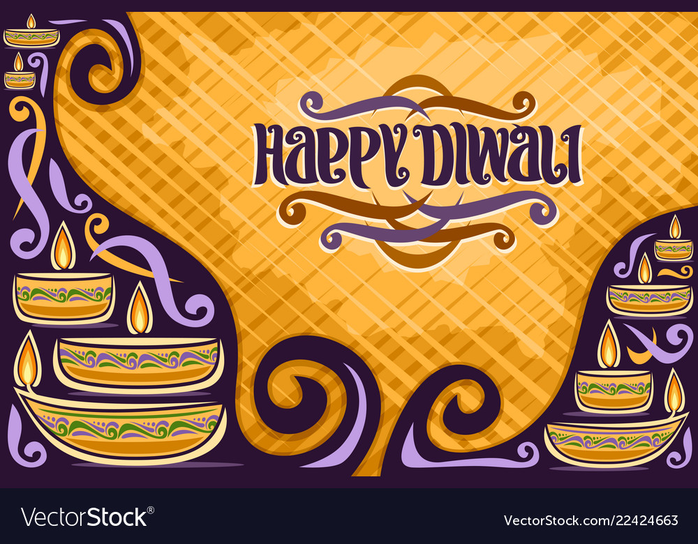 Greeting card for indian diwali vector image Greeting card for indian diwali