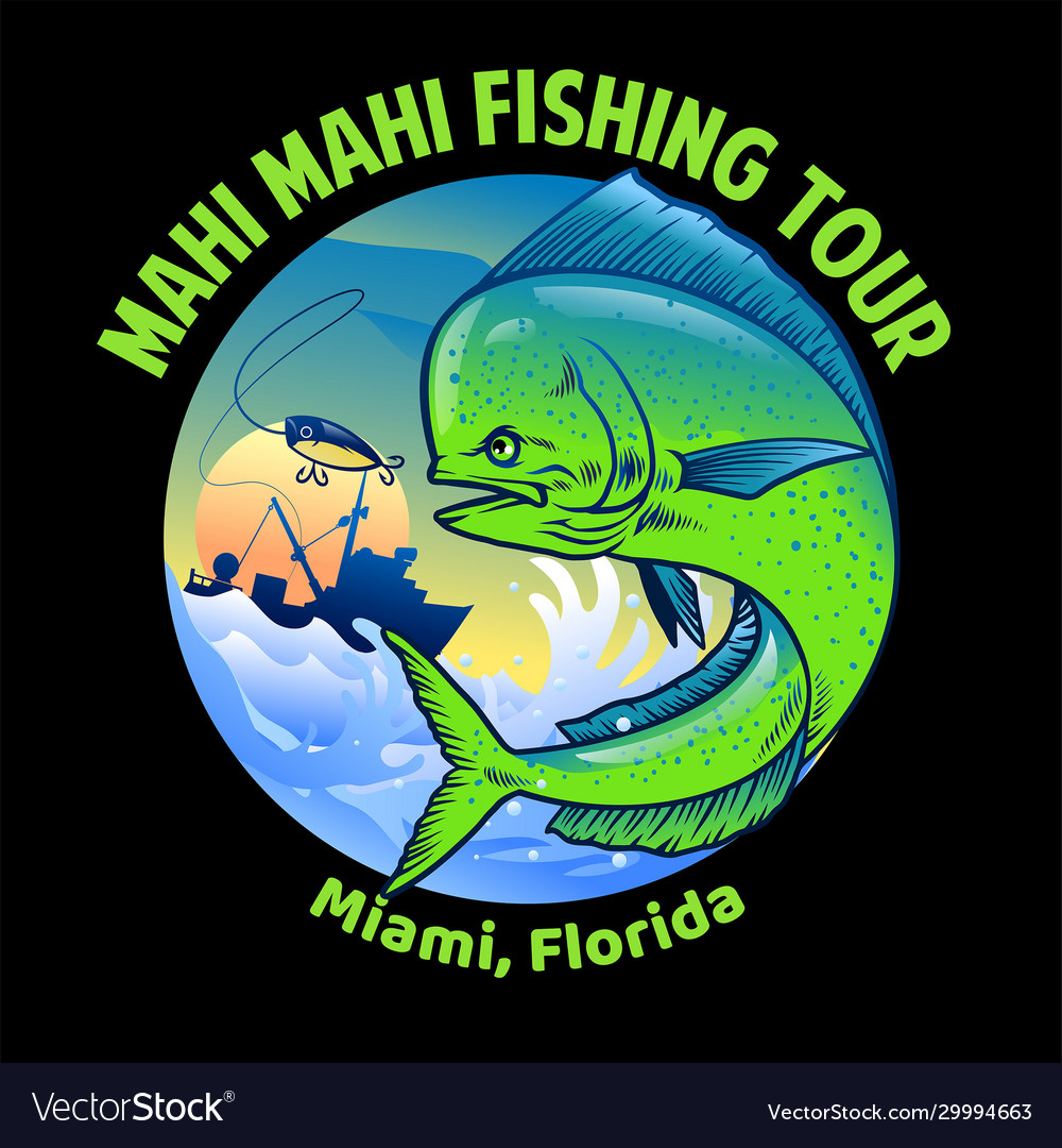 Mahi mahi fishing shirt design Royalty Free Vector Image