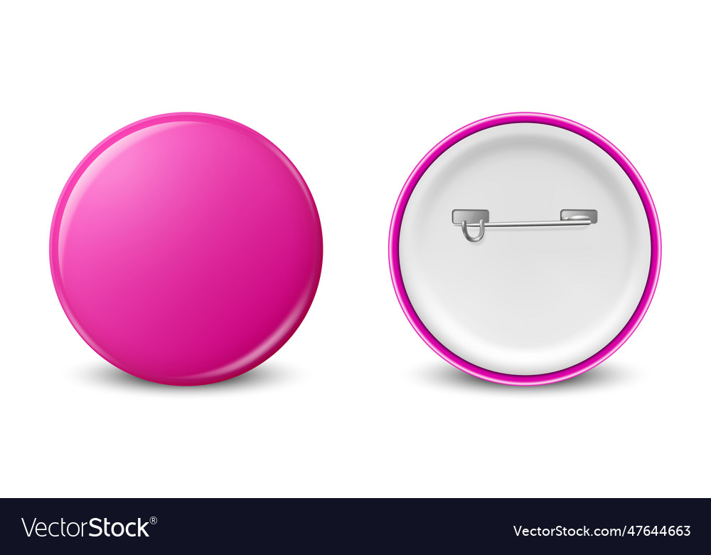 Realistic pink round blank empty button Royalty Free Vector