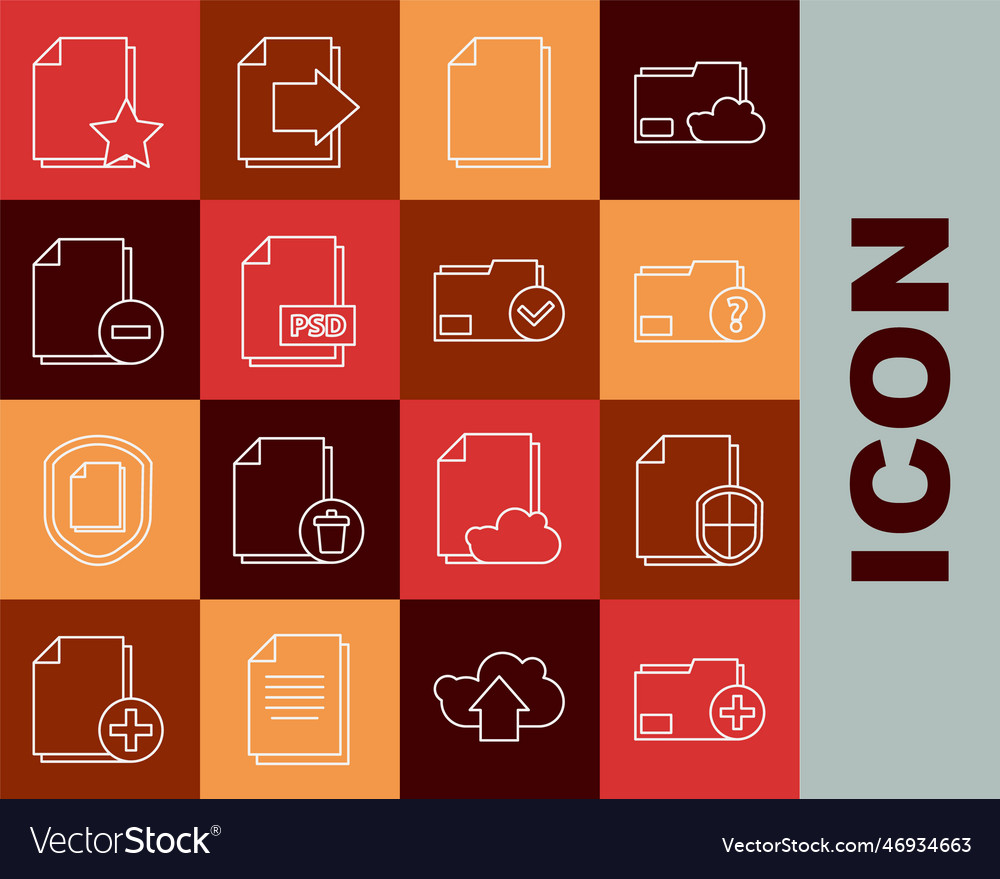 Set line add new folder document protection vector image Set line add new folder document protection