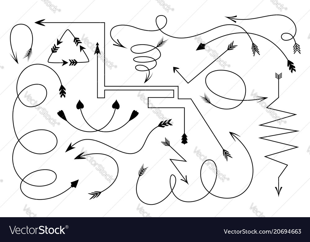 Set of black arrows on white background