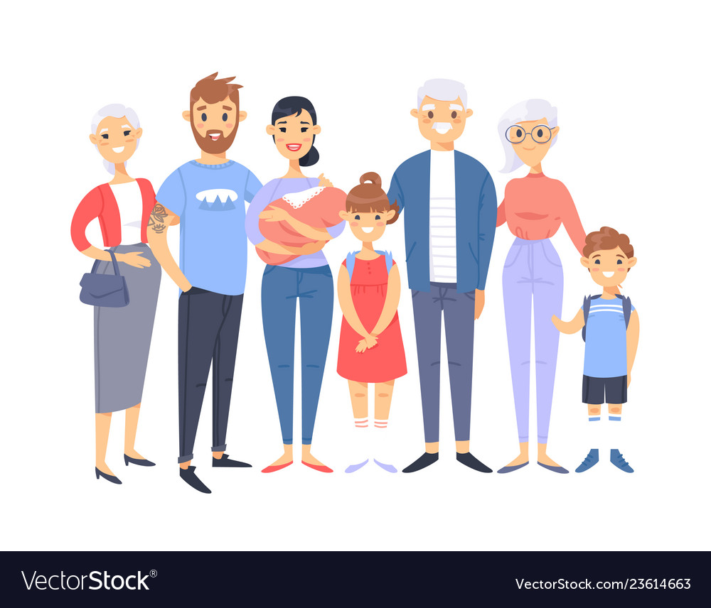 Set of different couples and families cartoon Vector Image