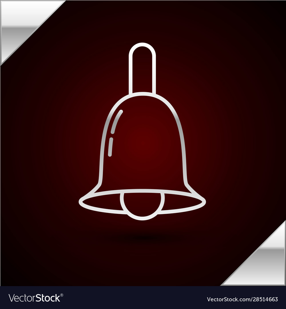 Silver line ringing bell icon isolated on dark red vector image Silver line ringing bell icon isolated on dark red
