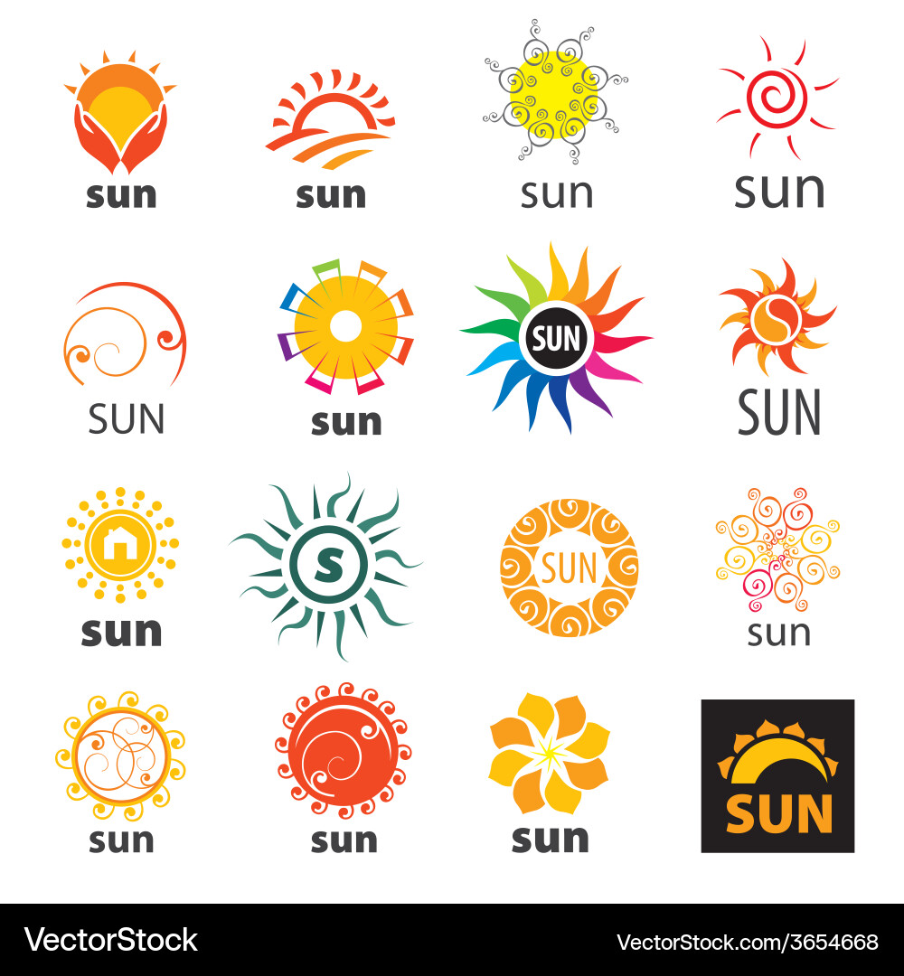 Big set of logos sun Royalty Free Vector Image