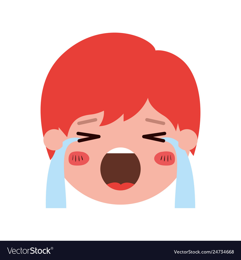 Cartoon man crying head kawaii character Vector Image